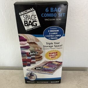 Space Bag Combo Set of 6 Vacuum Storage Bags 2 L 2 M 1 XL 1 Travel Compression